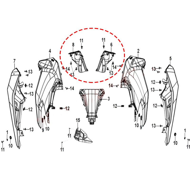 حليه جانبيه تانك NH-T SYM اصلي (طقم)