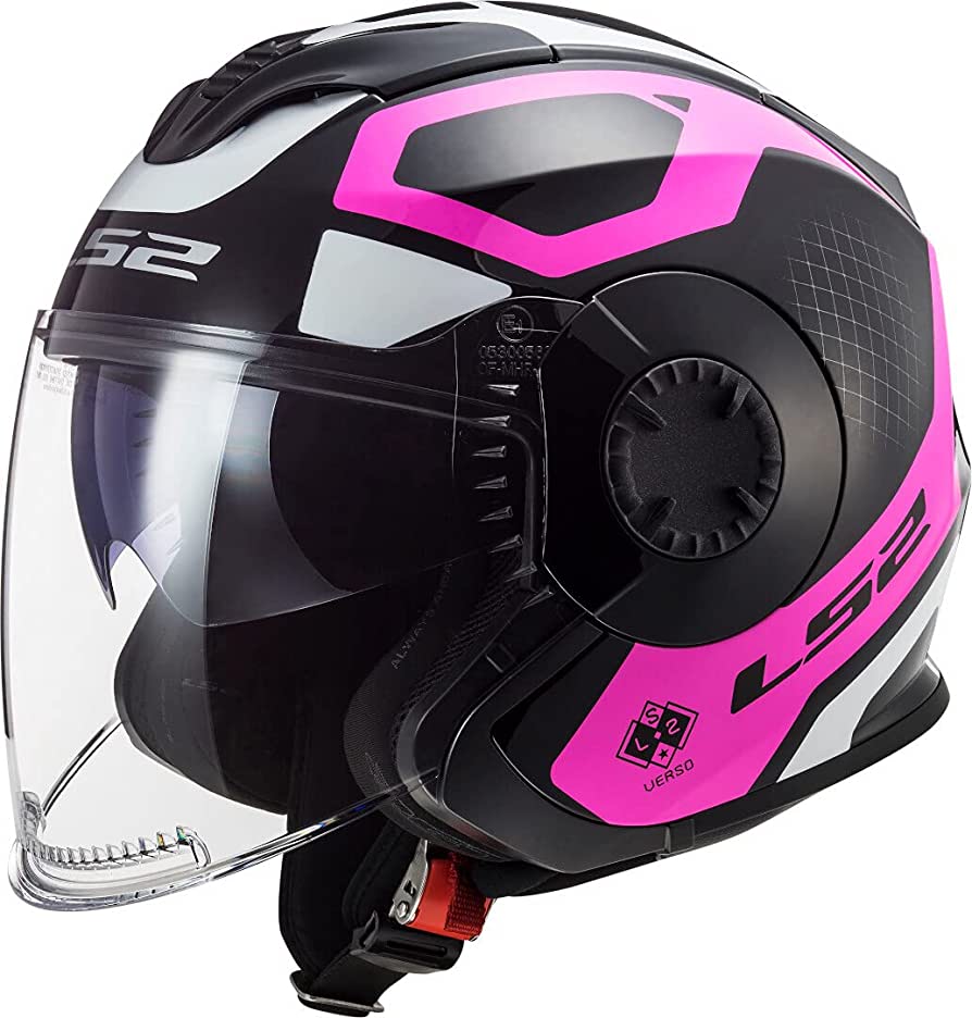 LS2 Open Face Helmet - OF-570 VERSO (MARKER Matt Black, Purple, Black, Pink, White)
