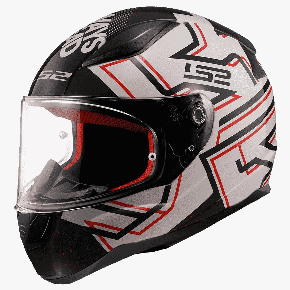 LS2 Full Face Helmet - 353 RAPID MAZE (ًWhite - Black)